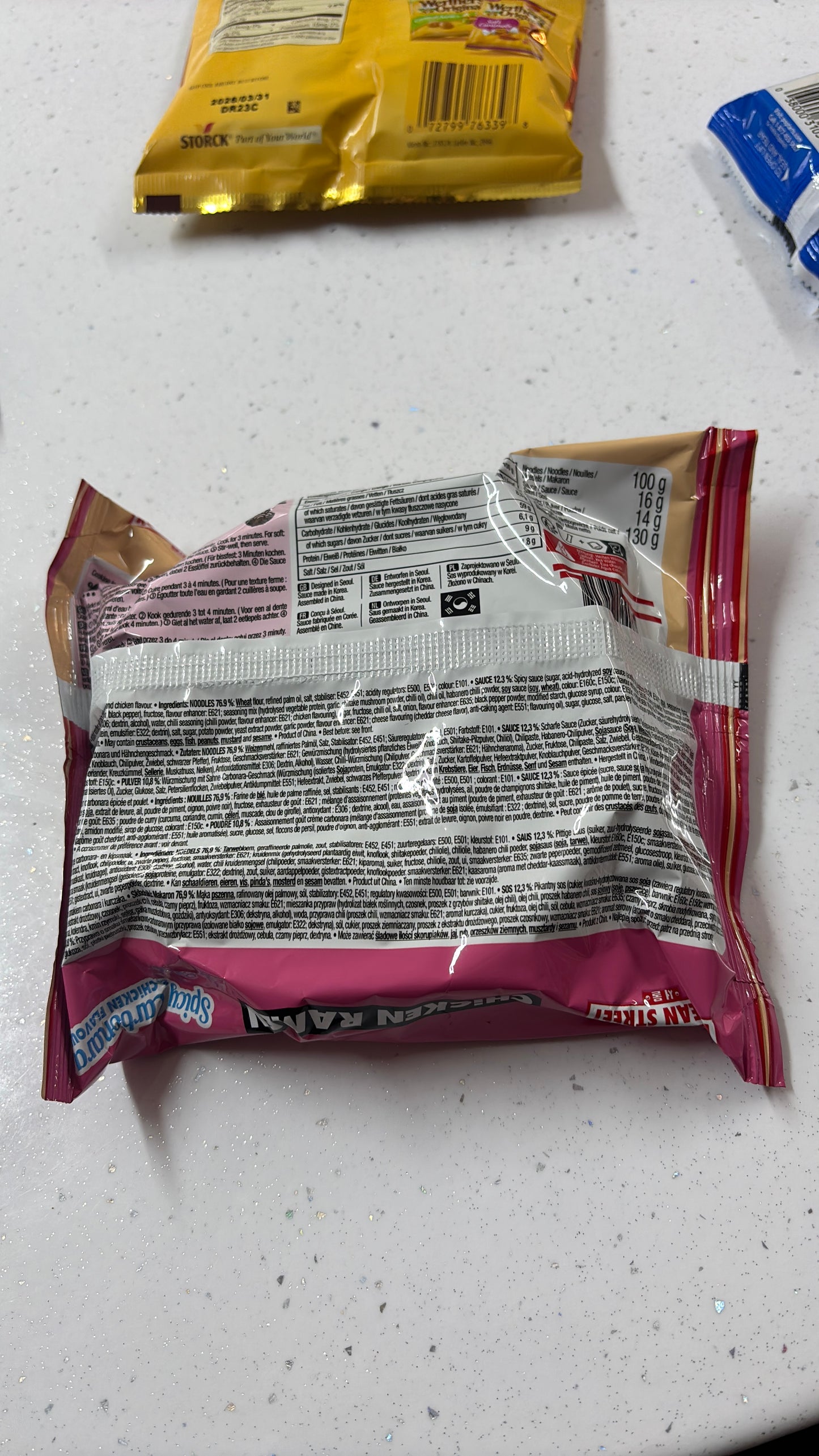 Korean street ramen spicy carbonara chicken flavour