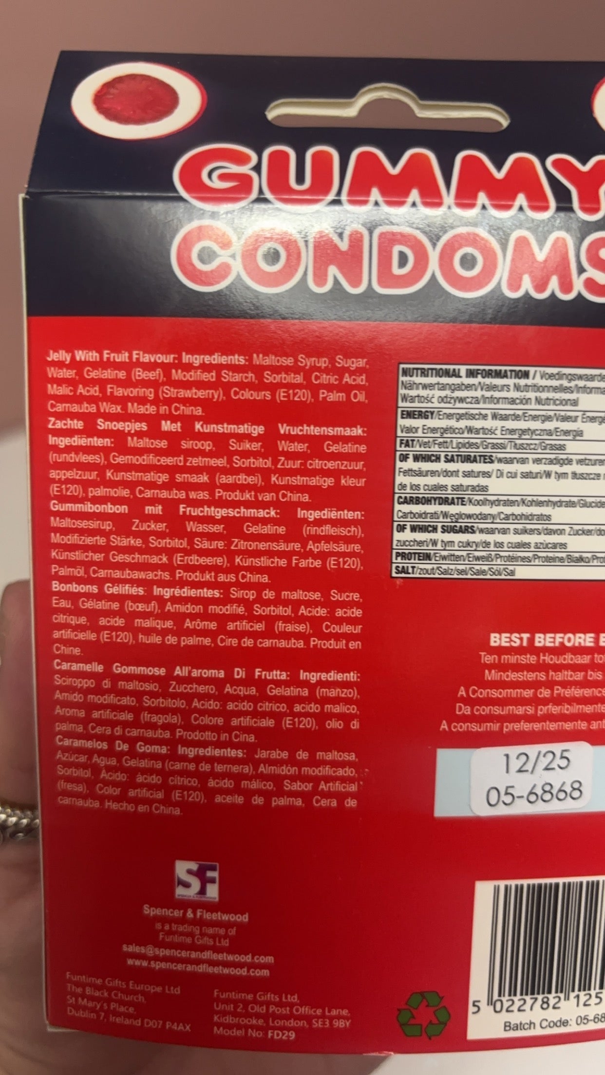 Adult funny joke Gummy Condoms