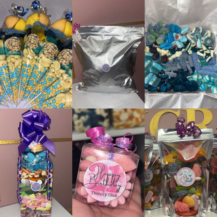 Bags, Boxes, Jars, Cones, Buckets, Party Favours