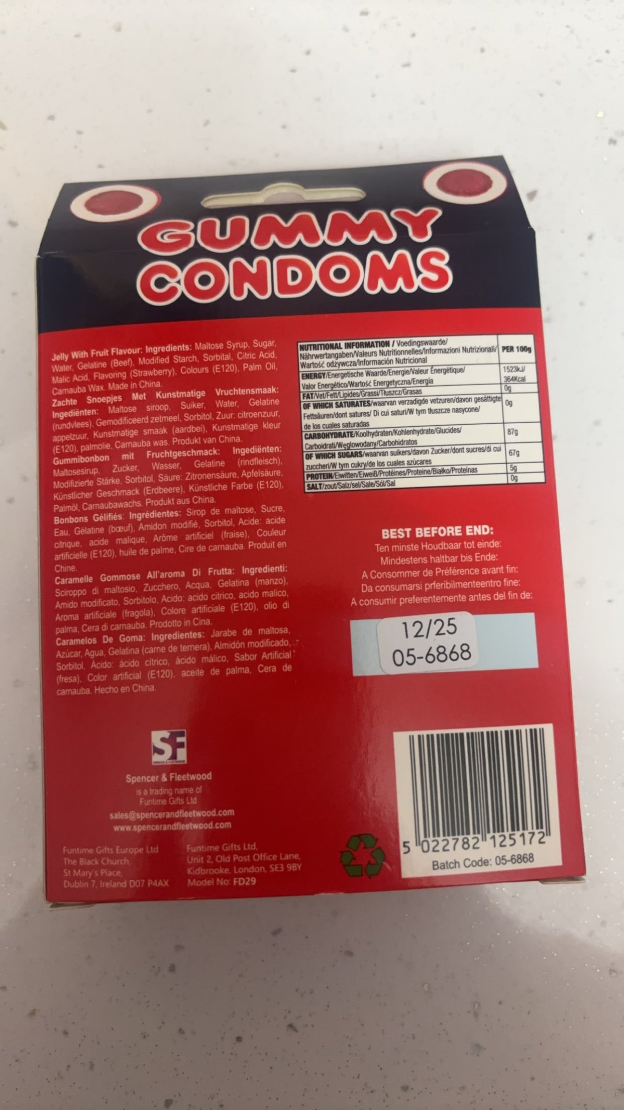 Adult funny joke Gummy Condoms
